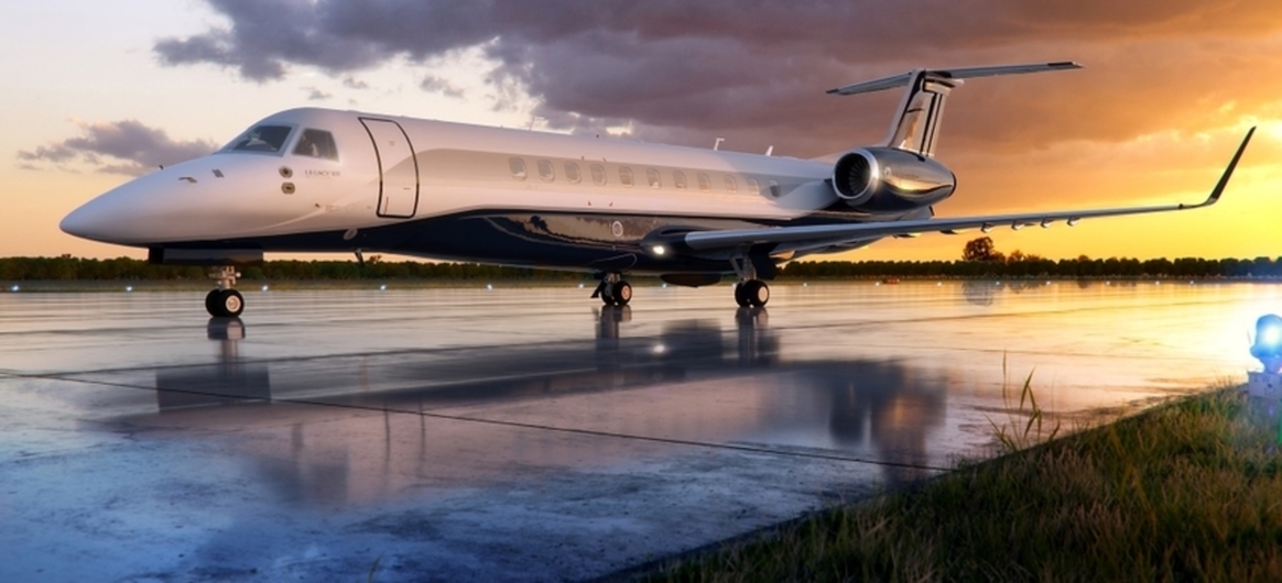 Embraer Legacy 650 Private Jet on Airport Ramp
