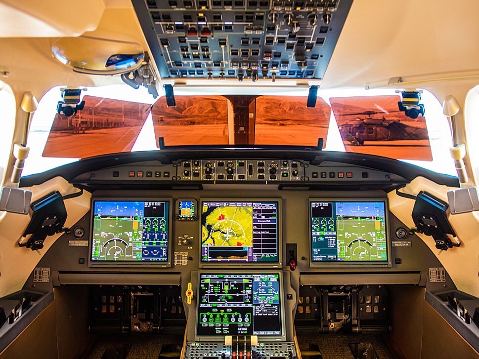 Ultra-Modern Flight Panel of a Large Cabin Private Jet